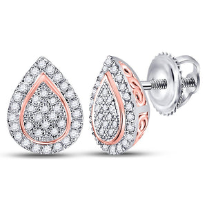 Earrings | 10kt Two-tone Gold Womens Round Diamond Teardrop Earrings 1/5 Cttw | Splendid Jewellery GND