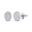 Captivating Cluster of Baguette and Round Diamond Earrings in 10kt White Gold - Alternate view 1 from Splendid Jewellery
