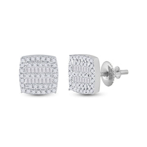 Earrings | 10kt White Gold Womens Baguette Diamond Square Earrings 1/3 Cttw | Splendid Jewellery GND
