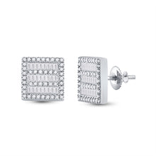 Load image into Gallery viewer, Dazzling Square Diamond Earrings in 10kt White Gold - Alternate view 1 from Splendid Jewellery
