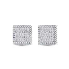 Load image into Gallery viewer, Dazzling Square Diamond Earrings in 10kt White Gold - Alternate view 2 from Splendid Jewellery