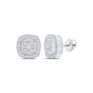 Earrings | 10kt White Gold Womens Diamond Rounded Square Earrings 1/2 Cttw | Splendid Jewellery GND