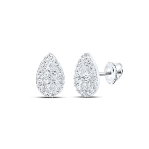 Earrings | 10kt White Gold Womens Pear Diamond Teardrop Earrings 3/8 Cttw | Splendid Jewellery GND