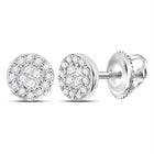 Sparkling Princess Round Diamond Cluster Earrings in 10kt White Gold  Top View from Splendid Jewellery