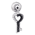 10kt White Gold Key Heart Dangle Earrings with Enhanced Black Diamond Accent  Top View from Splendid Jewellery