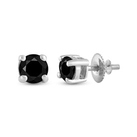 10kt White Gold Black Diamond Solitaire Stud Earrings - Captivating Midnight Sparkle  Top View from Splendid Jewellery