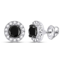 Load image into Gallery viewer, 10kt White Gold Captivating Round Black Diamond Stud Earrings  Top View from Splendid Jewellery