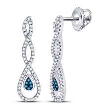 Load image into Gallery viewer, Enchanting Blue Diamond Romance Earrings  Top View from Splendid Jewellery
