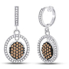 Sparkling Brown Diamond Oval Frame Dangle Earrings  Top View from Splendid Jewellery