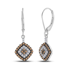 Load image into Gallery viewer, Exquisite 10kt White Gold Womens Diamond Square Dangle Earrings  Top View from Splendid Jewellery