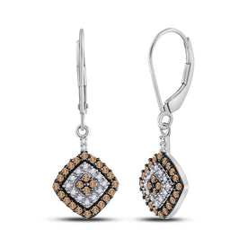 Exquisite 10kt White Gold Womens Diamond Square Dangle Earrings  Top View from Splendid Jewellery