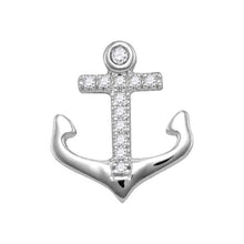 Load image into Gallery viewer, Nautical Dreams: 10kt White Gold Women&#39;s Round Diamond Anchor Wheel Stud Earrings Side 2 view from the 10Kt White Gold Womens Round Diamond Anchor Wheel Stud Earrings 1 10 Cttwpin229577 collection by Splendid Jewellery