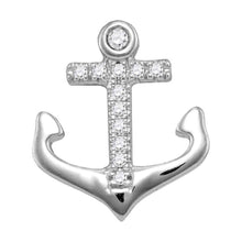 Load image into Gallery viewer, Nautical Dreams: 10kt White Gold Women&#39;s Round Diamond Anchor Wheel Stud Earrings Front view from the 10Kt White Gold Womens Round Diamond Anchor Wheel Stud Earrings 1 10 Cttwpin229577 collection by Splendid Jewellery