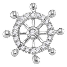 Load image into Gallery viewer, Nautical Dreams: 10kt White Gold Women&#39;s Round Diamond Anchor Wheel Stud Earrings Side view from the 10Kt White Gold Womens Round Diamond Anchor Wheel Stud Earrings 1 10 Cttwpin229577 collection by Splendid Jewellery