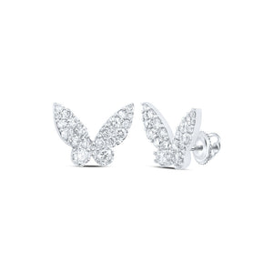 Earrings | 10kt White Gold Womens Round Diamond Butterfly Earrings 1/2 Cttw | Splendid Jewellery GND
