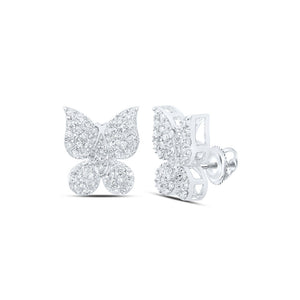 Earrings | 10kt White Gold Womens Round Diamond Butterfly Earrings 1/4 Cttw | Splendid Jewellery GND