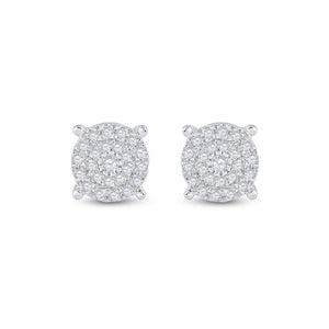 Earrings | 10kt White Gold Womens Round Diamond Circle Cluster Earrings 1/4 Cttw | Splendid Jewellery GND