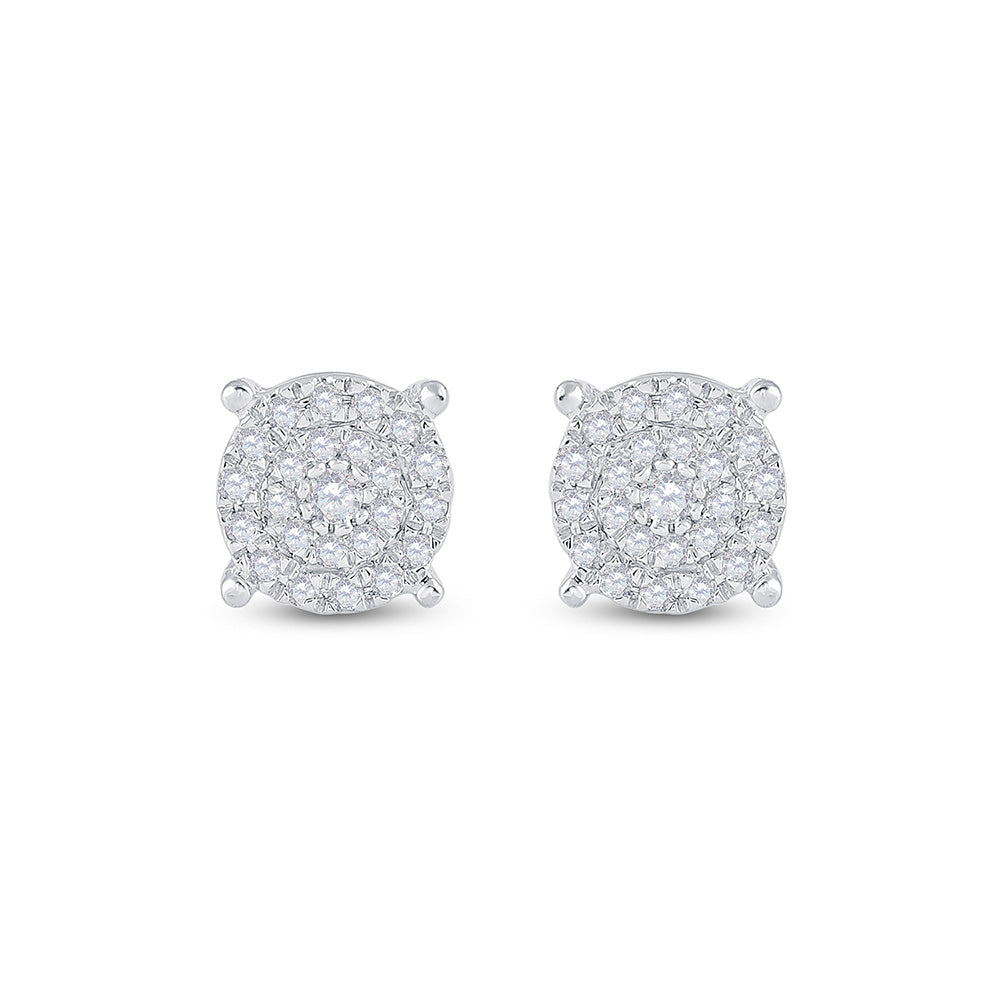 Earrings | 10kt White Gold Womens Round Diamond Circle Cluster Earrings 1/4 Cttw | Splendid Jewellery GND