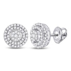 Splendid Jewellery 10kt White Gold Diamond Cluster Circle Earrings - Radiant Brilliance Collection Top view from the 10Kt White Gold Womens Round Diamond Circle Cluster Earrings 1 4 Cttwpin250226 collection by Splendid Jewellery