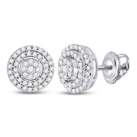 Splendid Jewellery 10kt White Gold Diamond Cluster Circle Earrings - Radiant Brilliance Collection Top view from the 10Kt White Gold Womens Round Diamond Circle Cluster Earrings 1 4 Cttwpin250226 collection by Splendid Jewellery