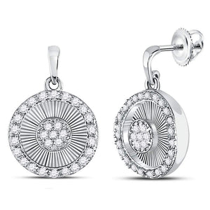 Earrings | 10kt White Gold Womens Round Diamond Circle Dangle Earrings 1/4 Cttw | Splendid Jewellery GND