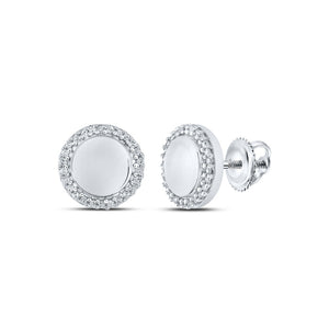 Earrings | 10kt White Gold Womens Round Diamond Circle Earrings 1/10 Cttw | Splendid Jewellery GND