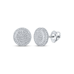 Earrings | 10kt White Gold Womens Round Diamond Circle Earrings 1/2 Cttw | Splendid Jewellery GND