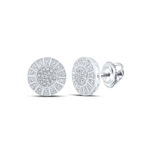 Earrings | 10kt White Gold Womens Round Diamond Circle Earrings 1/3 Cttw | Splendid Jewellery GND