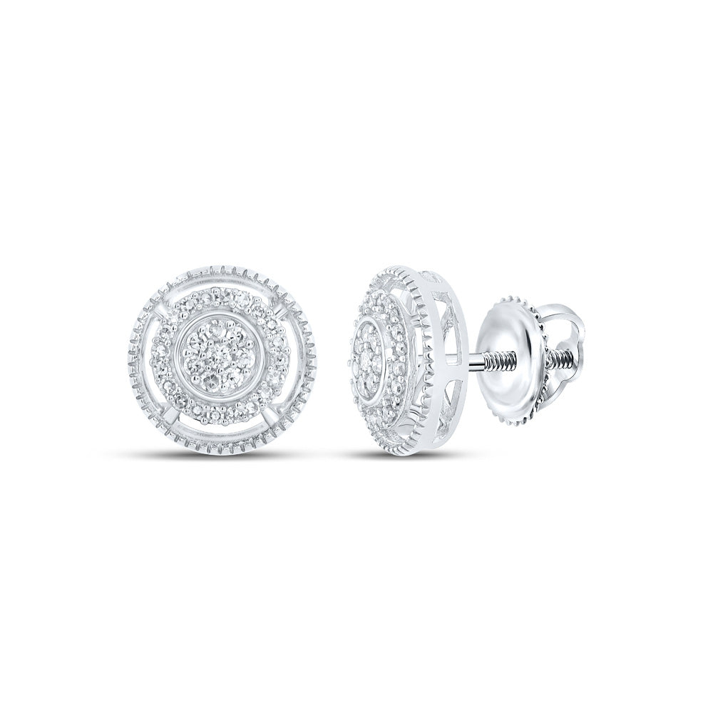 Earrings | 10kt White Gold Womens Round Diamond Circle Earrings 1/4 Cttw | Splendid Jewellery GND