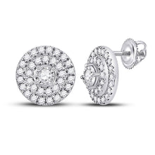 Load image into Gallery viewer, Radiant Brilliance: 10kt White Gold Womens Round Diamond Circle Earrings 1/4 Cttw Top view from the 10Kt White Gold Womens Round Diamond Circle Earrings 1 4 Cttwpin288272 collection by Splendid Jewellery