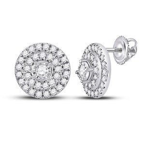 Earrings | 10kt White Gold Womens Round Diamond Circle Earrings 1/4 Cttw | Splendid Jewellery GND