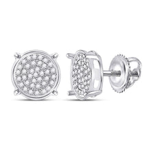 Load image into Gallery viewer, 10kt White Gold Sparkling Diamond Circle Earrings: Timeless Elegance in White Gold Top view from the 10Kt White Gold Womens Round Diamond Cluster Earrings 1 8 Cttwpin13892 collection by Splendid Jewellery
