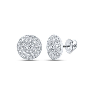 Earrings | 10kt White Gold Womens Round Diamond Circle Earrings 3/8 Cttw | Splendid Jewellery GND
