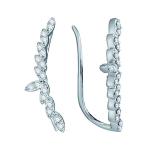 Earrings | 10kt White Gold Womens Round Diamond Climber Earrings 1/4 Cttw | Splendid Jewellery GND