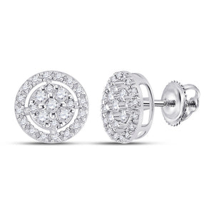Earrings | 10kt White Gold Womens Round Diamond Cluster Earrings .01 Cttw | Splendid Jewellery GND