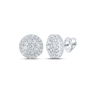 Earrings | 10kt White Gold Womens Round Diamond Cluster Earrings 1-1/4 Cttw | Splendid Jewellery GND