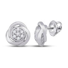 Load image into Gallery viewer, Dazzling Diamond Cluster Earrings in 10kt White Gold Top view from the 10Kt White Gold Womens Round Diamond Cluster Earrings 1 10 Cttwpin284050 collection by Splendid Jewellery