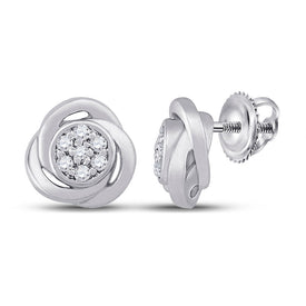 Dazzling Diamond Cluster Earrings in 10kt White Gold Top view from the 10Kt White Gold Womens Round Diamond Cluster Earrings 1 10 Cttwpin284050 collection by Splendid Jewellery