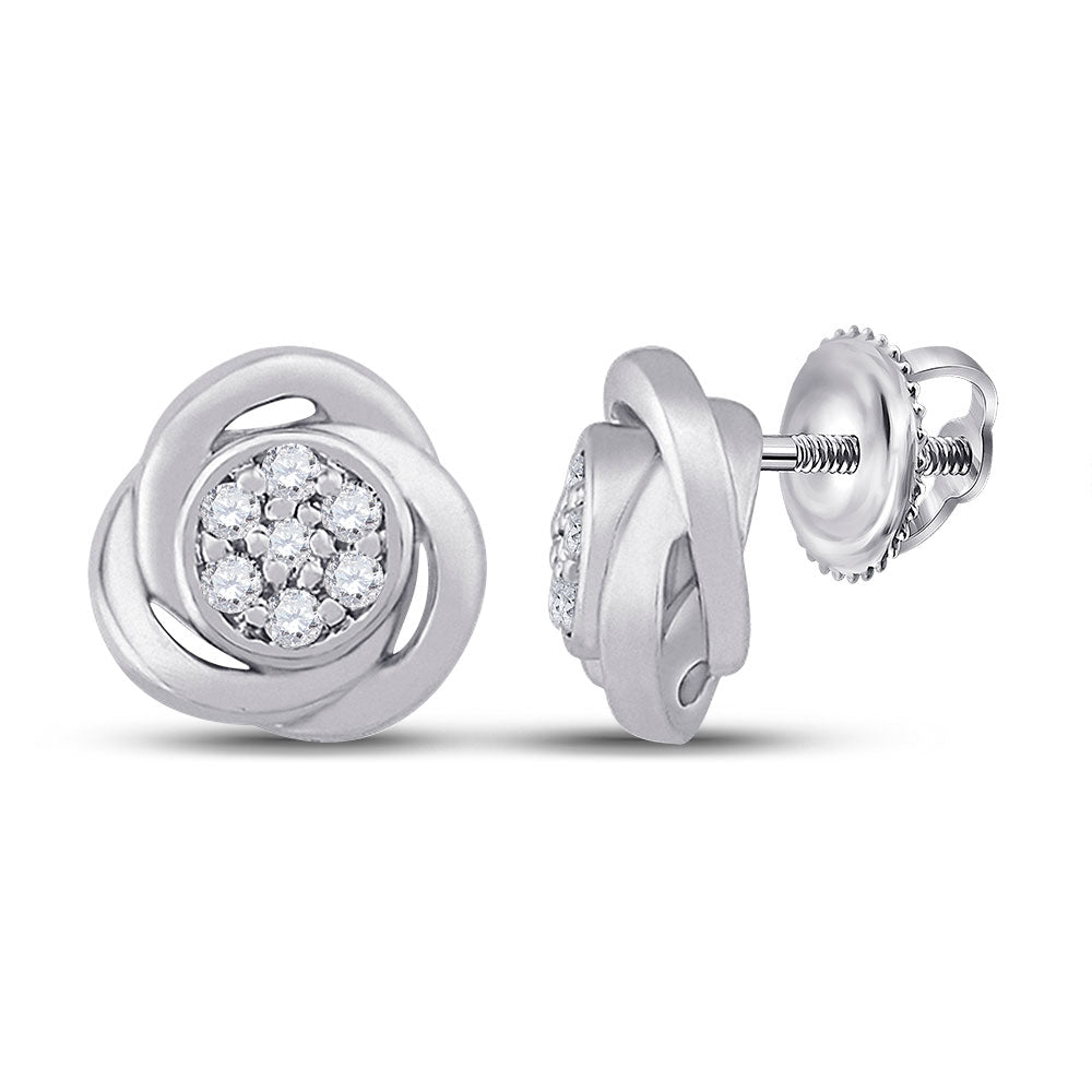 Earrings | 10kt White Gold Womens Round Diamond Cluster Earrings 1/10 Cttw | Splendid Jewellery GND