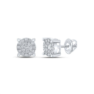 Earrings | 10kt White Gold Womens Round Diamond Cluster Earrings 1/2 Cttw | Splendid Jewellery GND