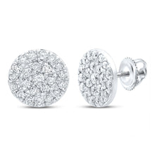 Load image into Gallery viewer, 10kt White Gold Diamond Brilliance Earrings: A Captivating Cluster of Sparkle Top view from the 10Kt White Gold Womens Round Diamond Cluster Earrings 1 2 Cttwpin289824 collection by Splendid Jewellery