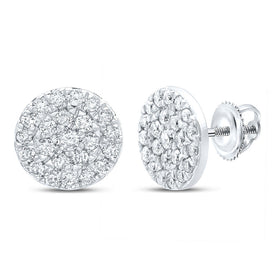 10kt White Gold Diamond Brilliance Earrings: A Captivating Cluster of Sparkle Top view from the 10Kt White Gold Womens Round Diamond Cluster Earrings 1 2 Cttwpin289824 collection by Splendid Jewellery