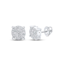 Load image into Gallery viewer, 10kt White Gold Sparkling Diamond Cluster Earrings - A Dazzling Delight Top view from the 10Kt White Gold Womens Round Diamond Cluster Earrings 1 2 Cttwpin286265 collection by Splendid Jewellery