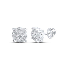 10kt White Gold Sparkling Diamond Cluster Earrings - A Dazzling Delight Top view from the 10Kt White Gold Womens Round Diamond Cluster Earrings 1 2 Cttwpin286265 collection by Splendid Jewellery