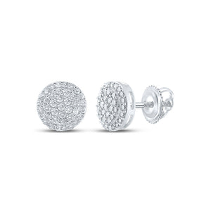 Earrings | 10kt White Gold Womens Round Diamond Cluster Earrings 1/3 Cttw | Splendid Jewellery GND