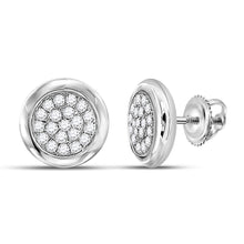 Load image into Gallery viewer, Dazzling Diamond Cluster Earrings in 10kt White Gold - A Mesmerizing Sparkle Top view from the 10Kt White Gold Womens Round Diamond Cluster Earrings 1 4 Cttwpin281729 collection by Splendid Jewellery