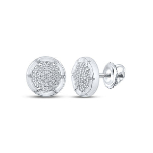 Earrings | 10kt White Gold Womens Round Diamond Cluster Earrings 1/5 Cttw | Splendid Jewellery GND