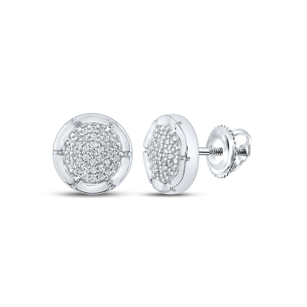 Earrings | 10kt White Gold Womens Round Diamond Cluster Earrings 1/5 Cttw | Splendid Jewellery GND