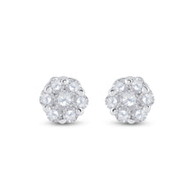 Load image into Gallery viewer, Dazzling Diamond Brilliance Cluster Earrings Side view from the 10Kt White Gold Womens Round Diamond Cluster Earrings 1 6 Cttwpin282347 collection by Splendid Jewellery