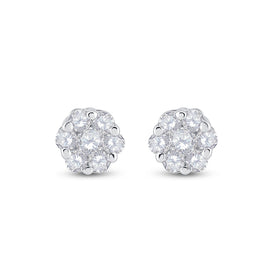 Dazzling Diamond Brilliance Cluster Earrings Side view from the 10Kt White Gold Womens Round Diamond Cluster Earrings 1 6 Cttwpin282347 collection by Splendid Jewellery